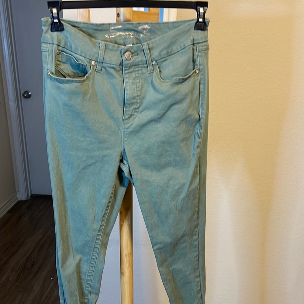 Seven7 Tummyless High Rise Skinny Women's Green Jeans